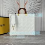 Replica Fendi White Textured Sunshine Medium Tote Bag 